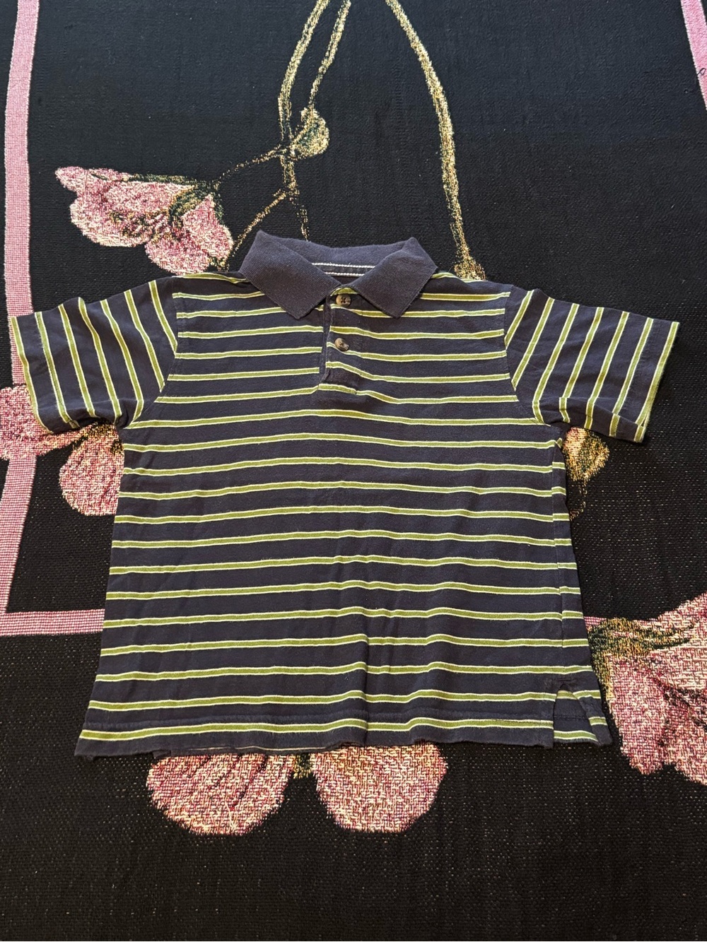The Childrens Place Navy Polo with Lime Stripes Size XS Boys
